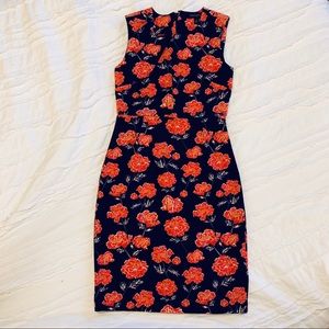 Banana Republic // Navy & Red Floral Dress